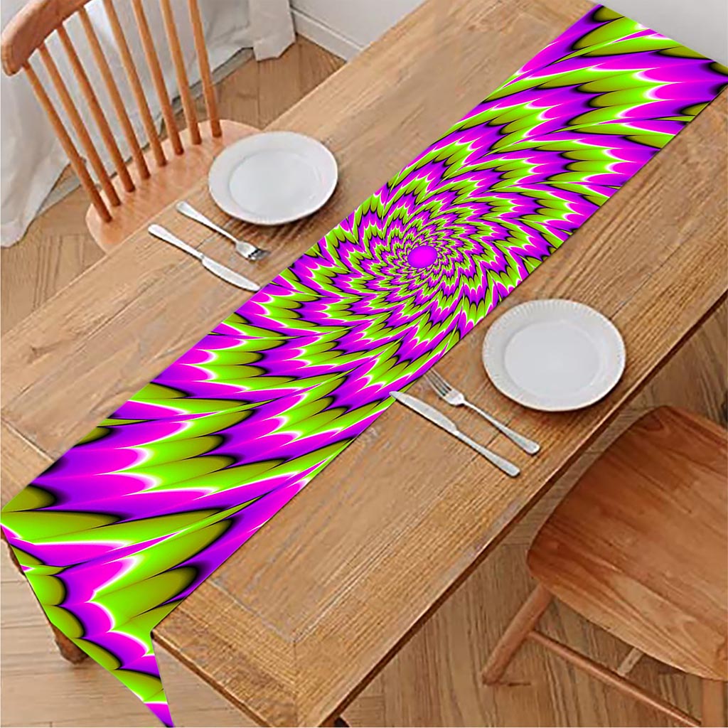 Green Explosion Moving Optical Illusion Table Runner
