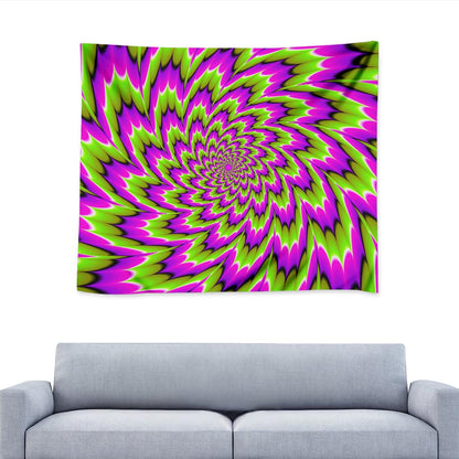 Green Explosion Moving Optical Illusion Tapestry