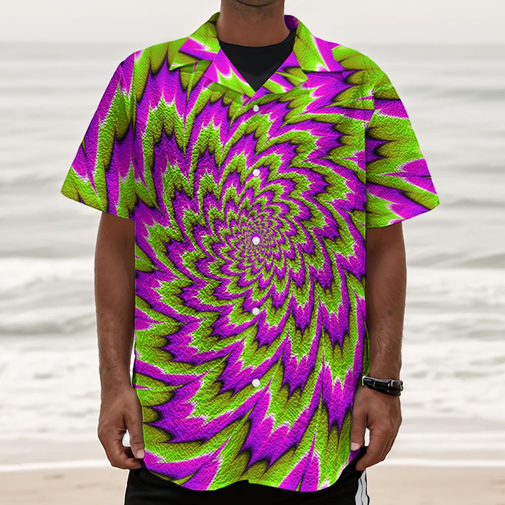 Green Explosion Moving Optical Illusion Textured Short Sleeve Shirt