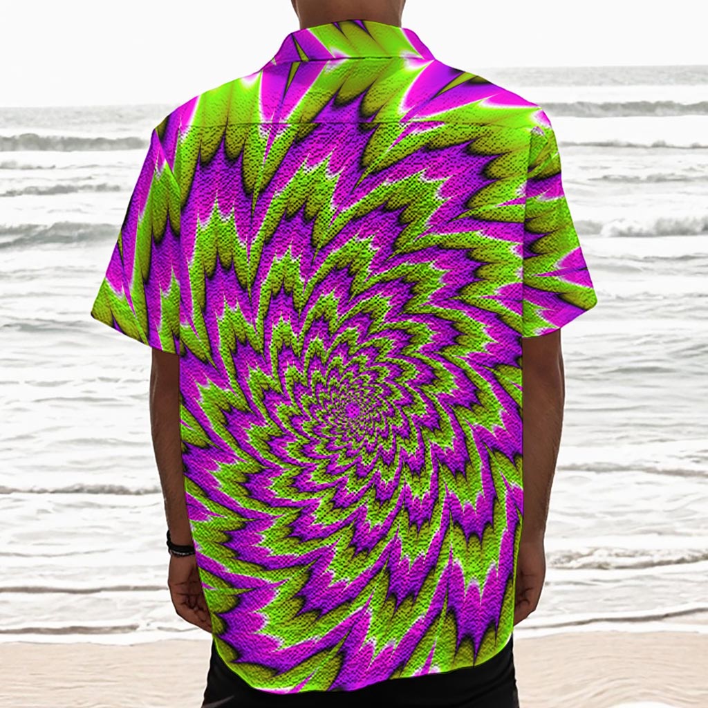 Green Explosion Moving Optical Illusion Textured Short Sleeve Shirt