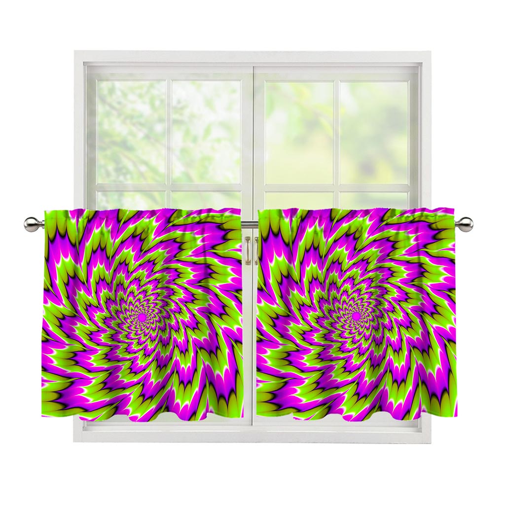 Green Explosion Moving Optical Illusion Tier Curtains