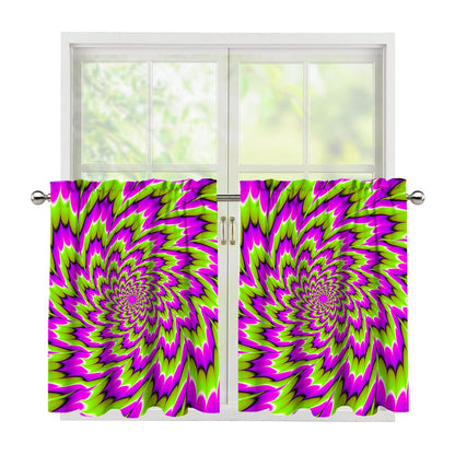 Green Explosion Moving Optical Illusion Tier Curtains