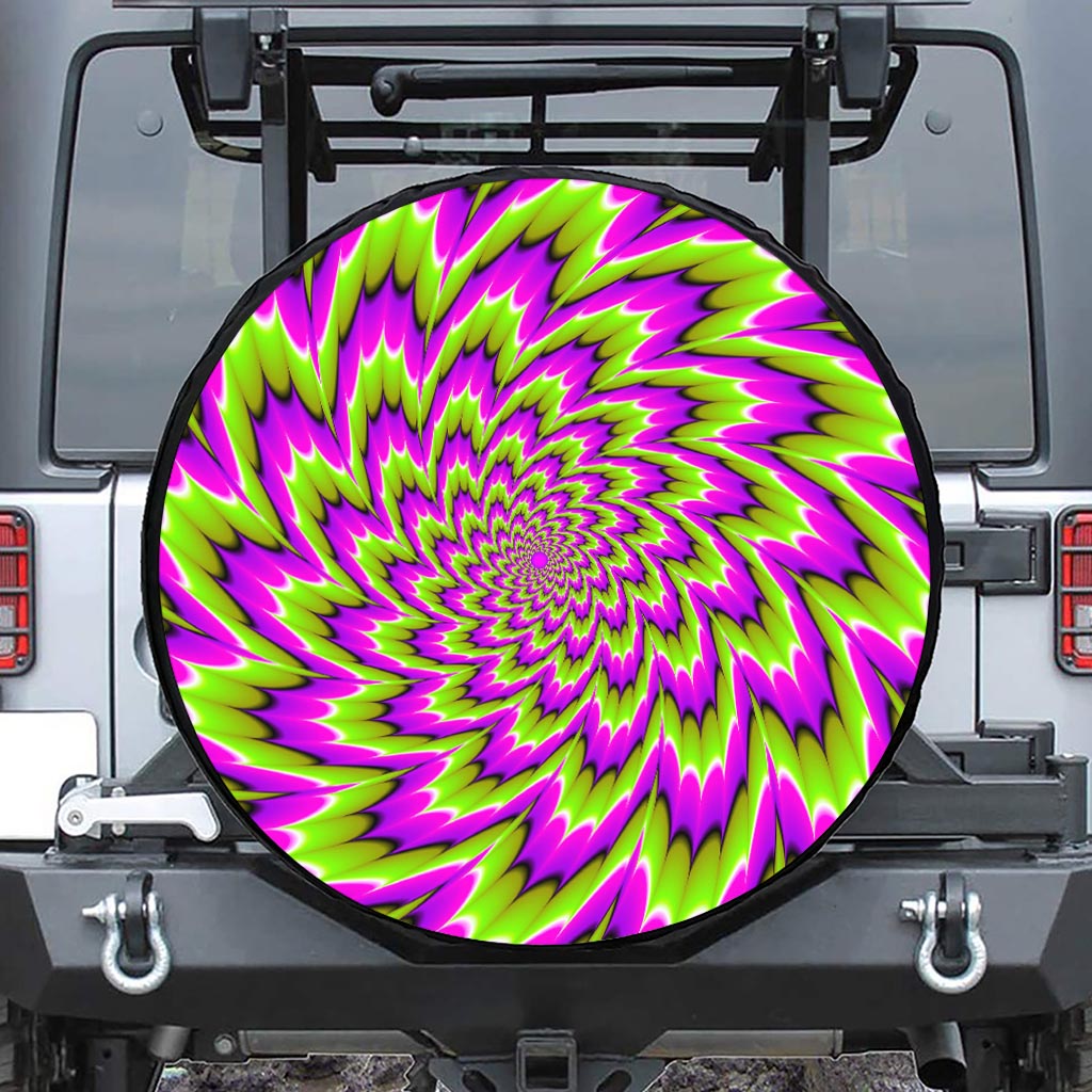 Green Explosion Moving Optical Illusion Tire Cover