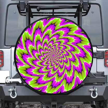 Green Explosion Moving Optical Illusion Tire Cover