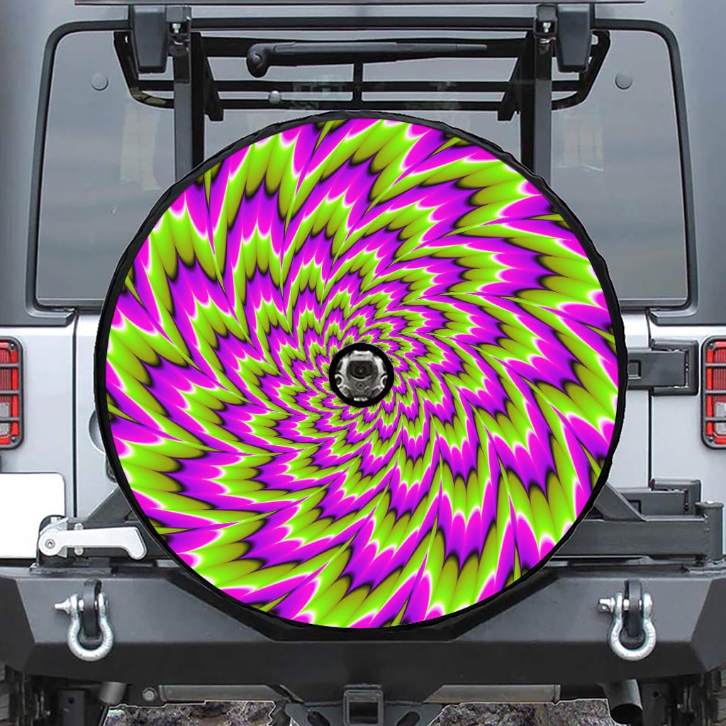 Green Explosion Moving Optical Illusion Tire Cover With Camera Hole