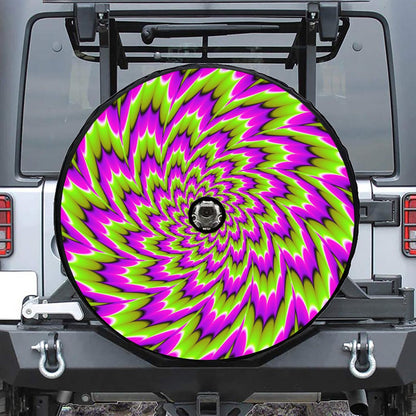 Green Explosion Moving Optical Illusion Tire Cover With Camera Hole