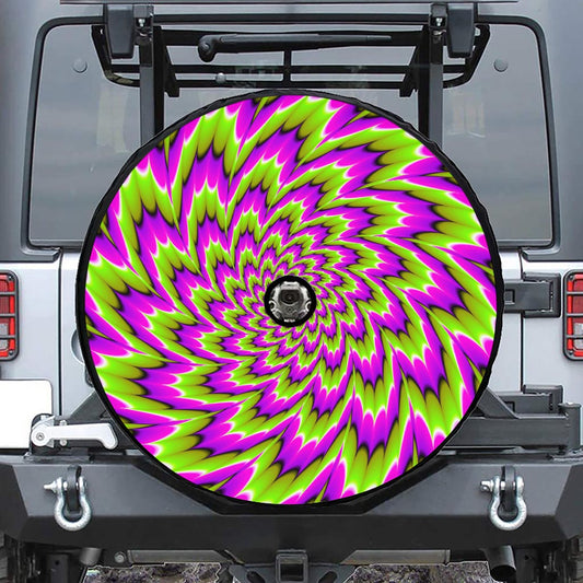 Green Explosion Moving Optical Illusion Tire Cover With Camera Hole