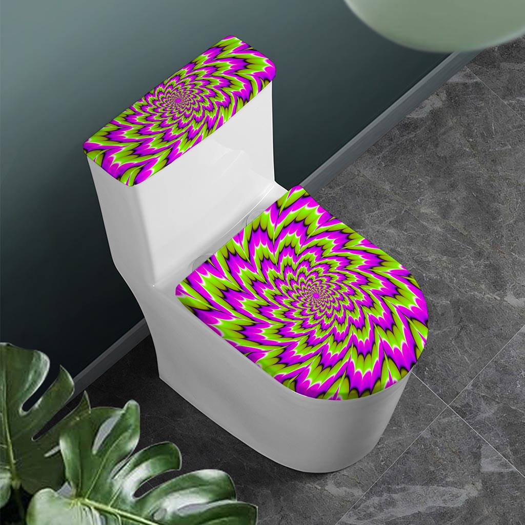 Green Explosion Moving Optical Illusion Toilet Lid And Tank Cover Set