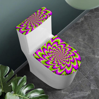 Green Explosion Moving Optical Illusion Toilet Lid And Tank Cover Set
