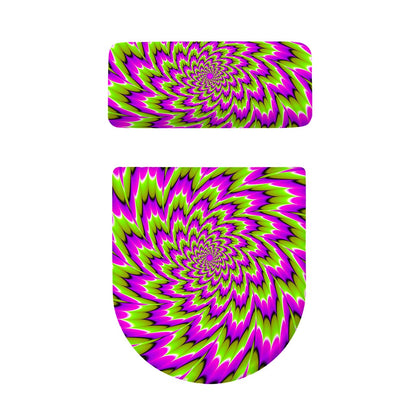 Green Explosion Moving Optical Illusion Toilet Lid And Tank Cover Set