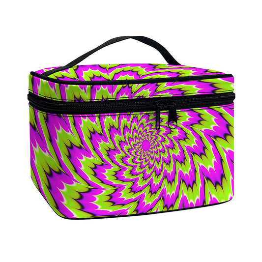 Green Explosion Moving Optical Illusion Travel Makeup Bag