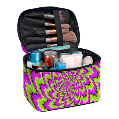 Green Explosion Moving Optical Illusion Travel Makeup Bag