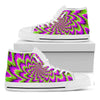 Green Explosion Moving Optical Illusion White High Top Sneakers