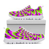 Green Explosion Moving Optical Illusion White Running Shoes