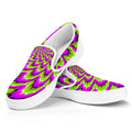 Green Explosion Moving Optical Illusion White Slip On Sneakers