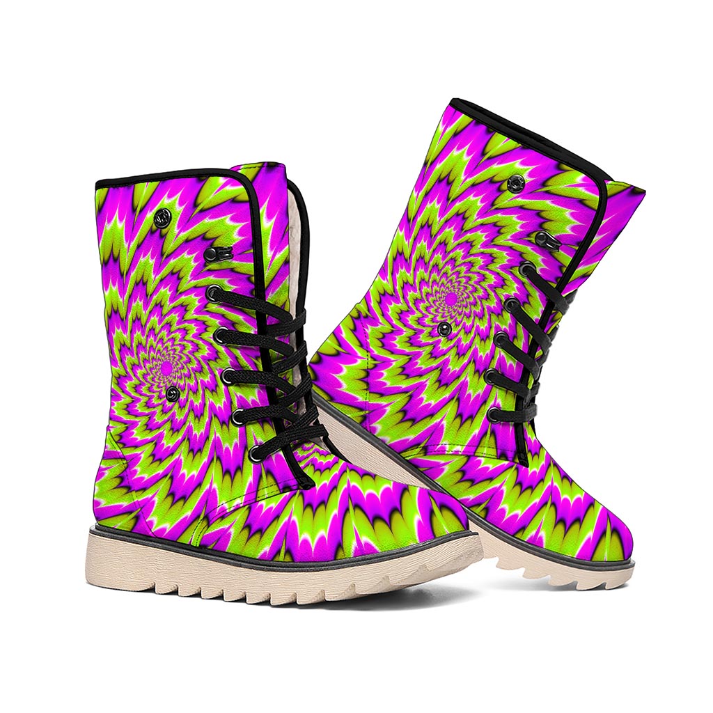 Green Explosion Moving Optical Illusion Winter Boots