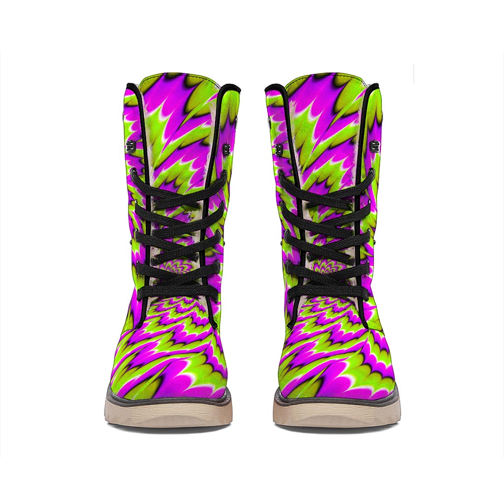 Green Explosion Moving Optical Illusion Winter Boots