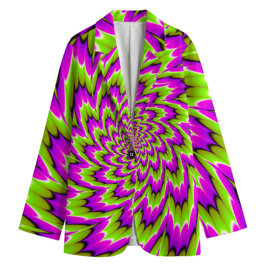 Green Explosion Moving Optical Illusion Women's Blazer