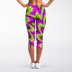 Green Explosion Moving Optical Illusion Women's Capri Leggings