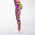 Green Explosion Moving Optical Illusion Women's Capri Leggings