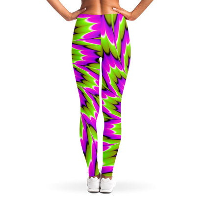 Green Explosion Moving Optical Illusion Women's Leggings