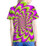 Green Explosion Moving Optical Illusion Women's Polo Shirt