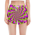 Green Explosion Moving Optical Illusion Women's Split Running Shorts