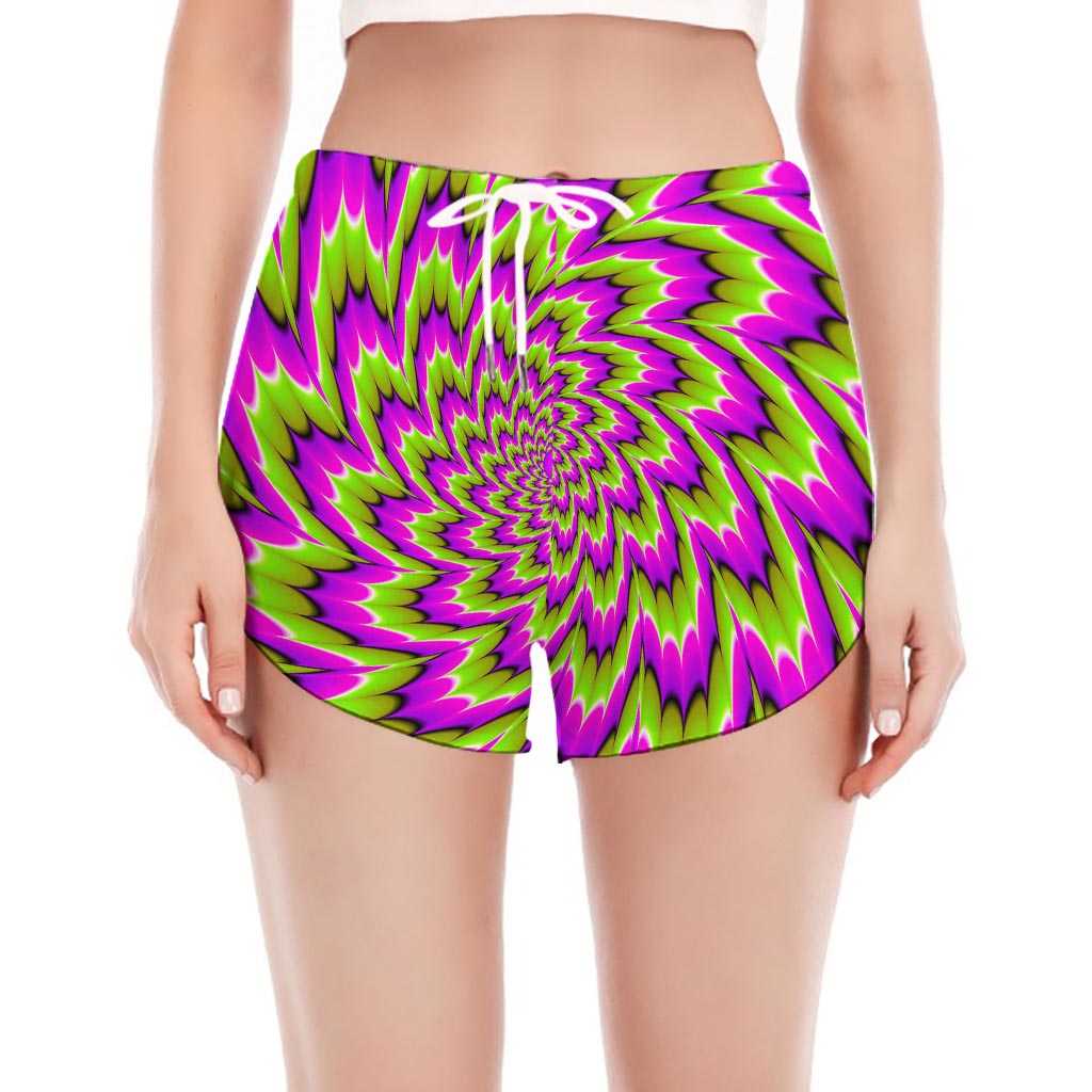 Green Explosion Moving Optical Illusion Women's Split Running Shorts