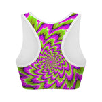 Green Explosion Moving Optical Illusion Women's Sports Bra
