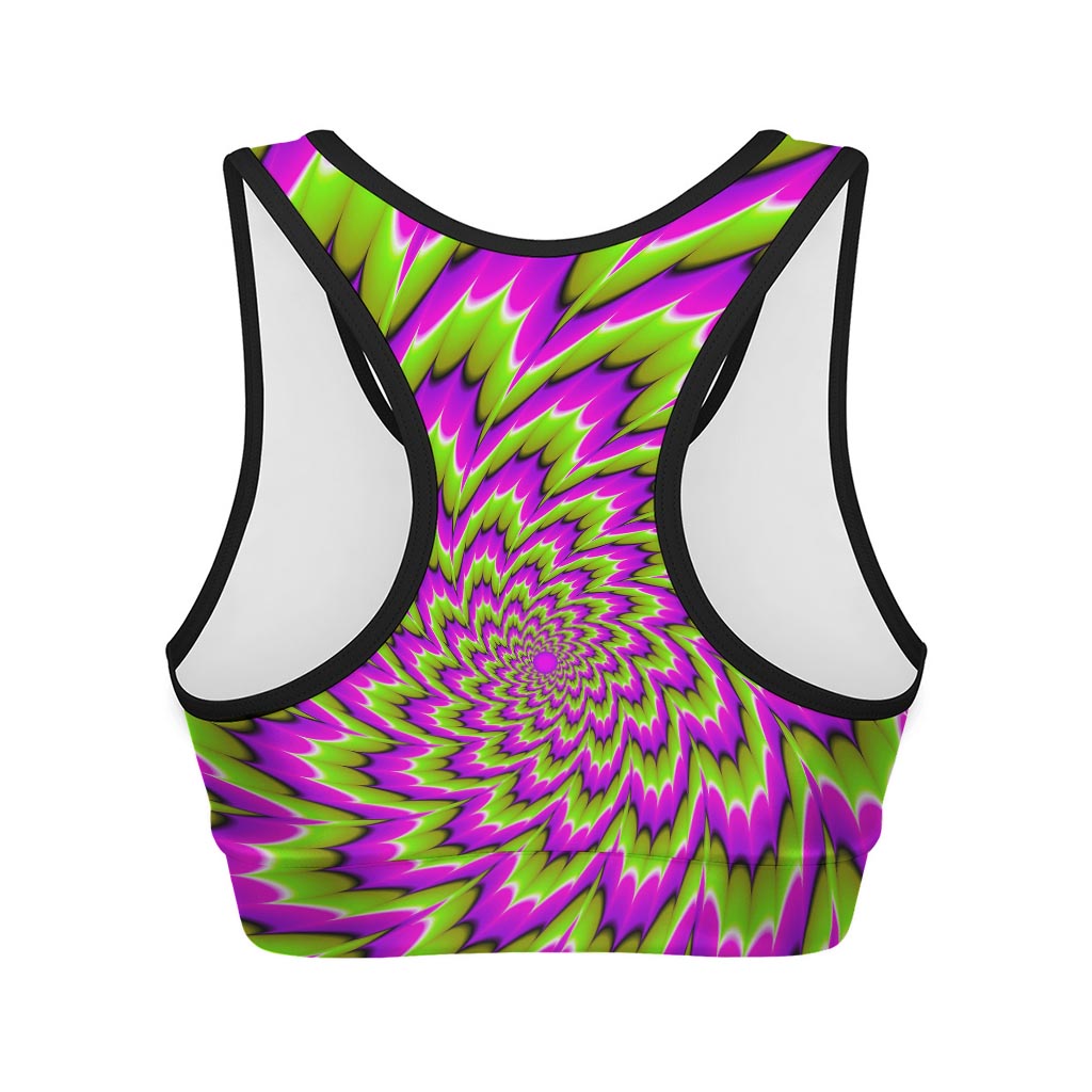 Green Explosion Moving Optical Illusion Women's Sports Bra