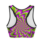 Green Explosion Moving Optical Illusion Women's Sports Bra