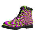 Green Explosion Moving Optical Illusion Padded Collar Lace Up Boots