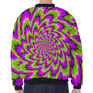 Green Explosion Moving Optical Illusion Zip Sleeve Bomber Jacket