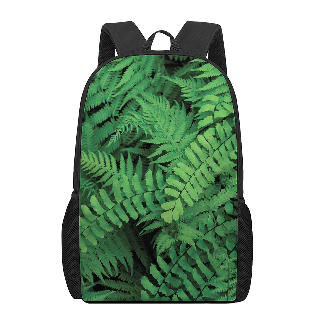 Green Fern Leaf Print 17 Inch Backpack