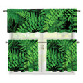 Green Fern Leaf Print 3 Piece Kitchen Curtains