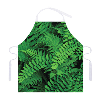 Green Fern Leaf Print Adjustable Apron
