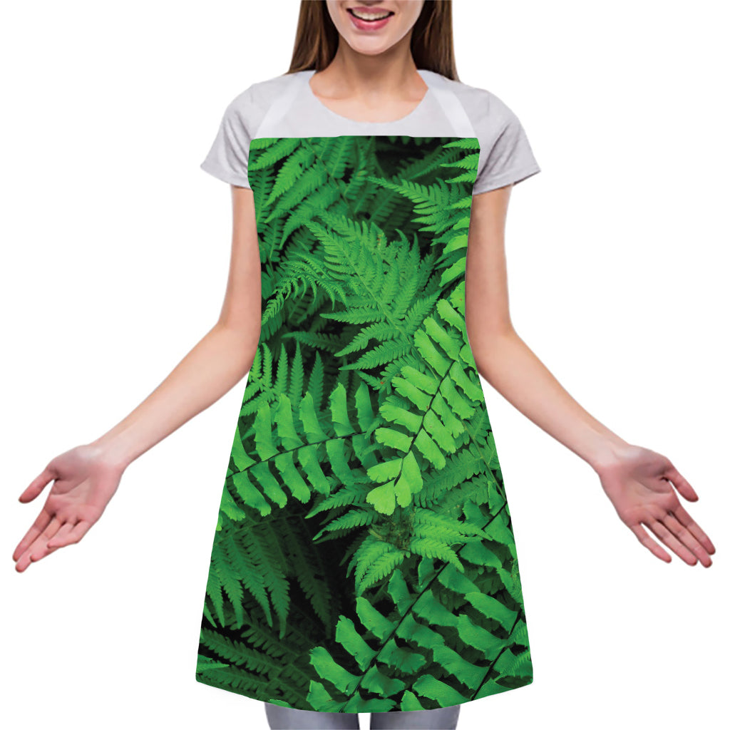 Green Fern Leaf Print Adjustable Apron