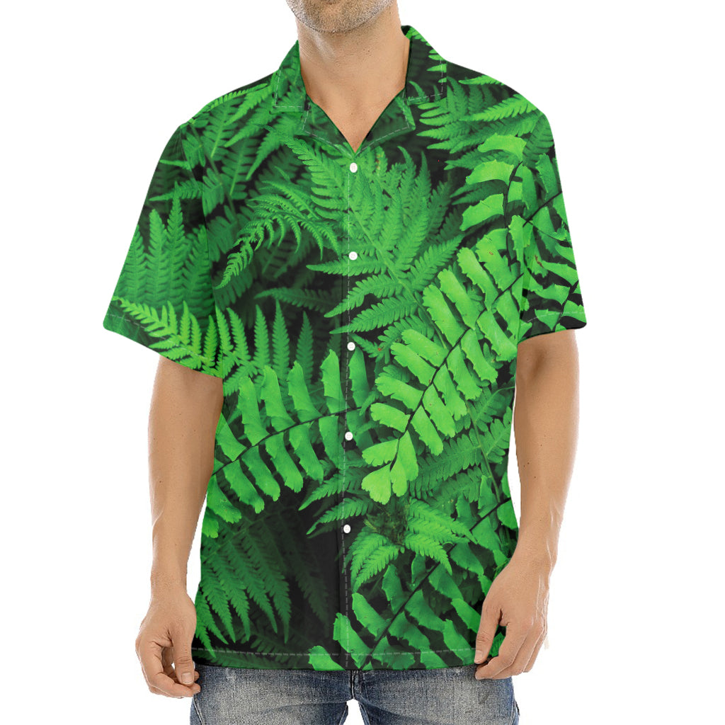 Green Fern Leaf Print Aloha Shirt