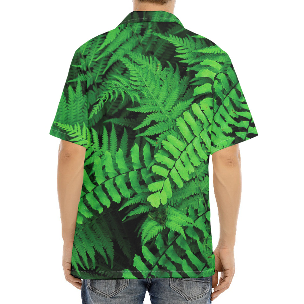 Green Fern Leaf Print Aloha Shirt