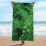 Green Fern Leaf Print Beach Towel