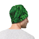 Green Fern Leaf Print Beanie