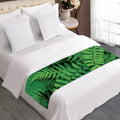 Green Fern Leaf Print Bed Runner