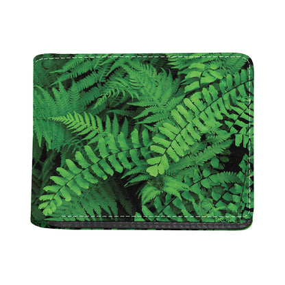 Green Fern Leaf Print Bifold Wallet