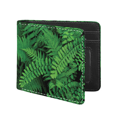 Green Fern Leaf Print Bifold Wallet