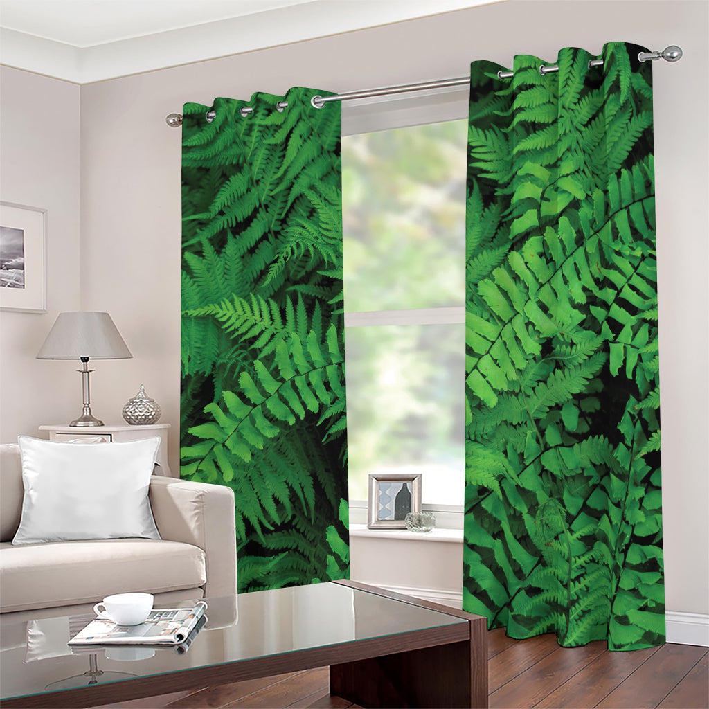 Green Fern Leaf Print Blackout Grommet Curtains