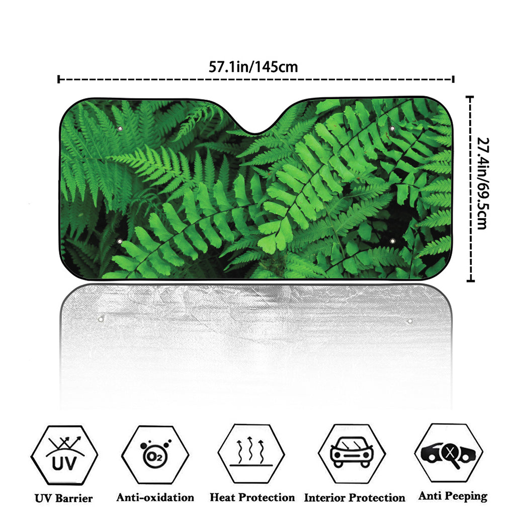 Green Fern Leaf Print Car Windshield Sun Shade