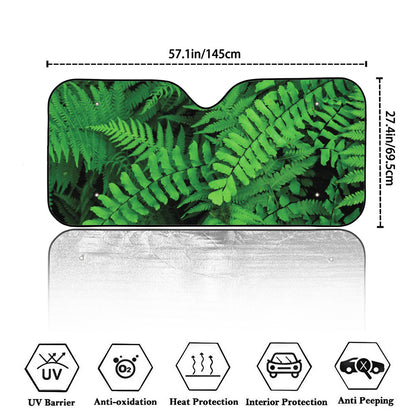 Green Fern Leaf Print Car Windshield Sun Shade