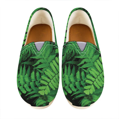 Green Fern Leaf Print Casual Shoes