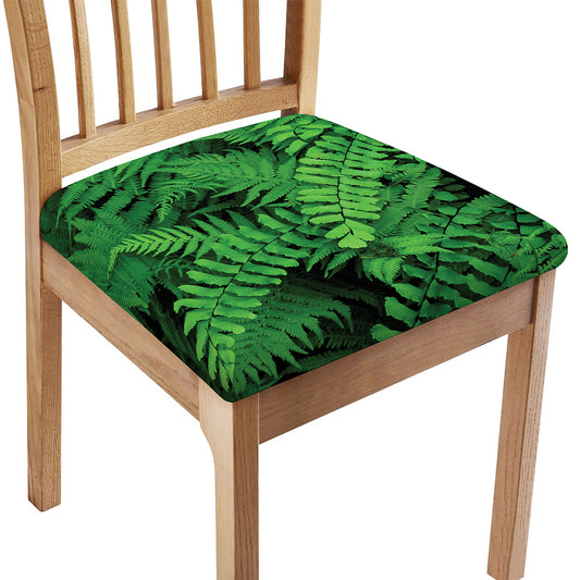 Green Fern Leaf Print Chair Cushion Cover