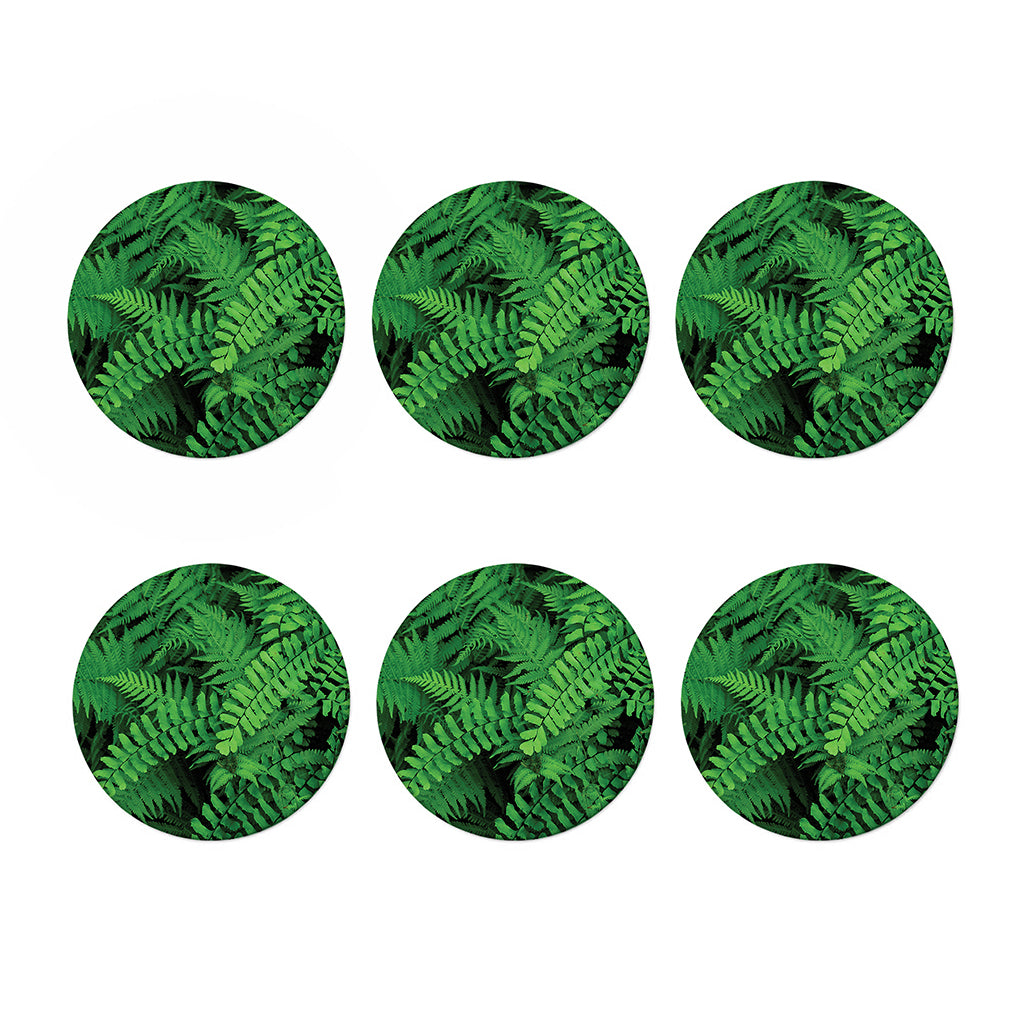 Green Fern Leaf Print Coaster Set